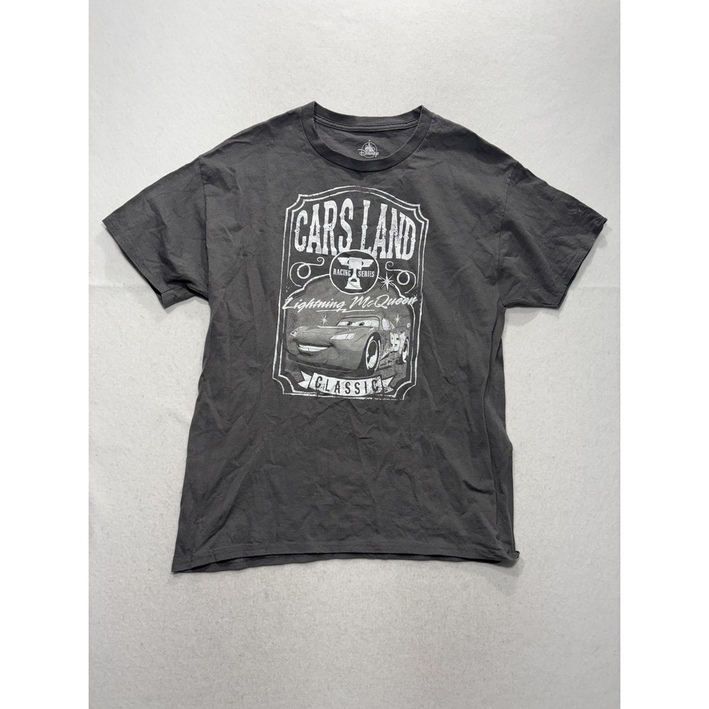 Disney Cars Land Shirt Mens Large Gray Lightning McQueen Classic Graphic Tee
